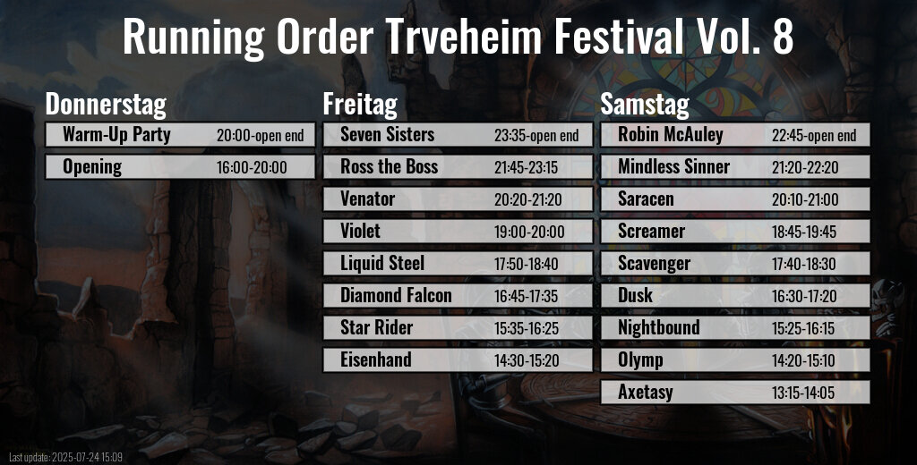 Trveheim Festival Vol. 8 - Running Order (deutsch, farbig)