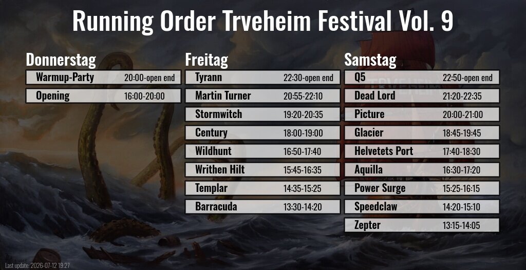 Trveheim Festival Vol. 9 - Running Order (deutsch, farbig)