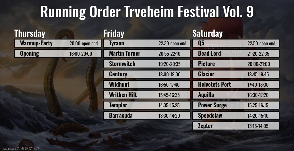 Trveheim Festival Vol. 9 - Running Order (english, colored)